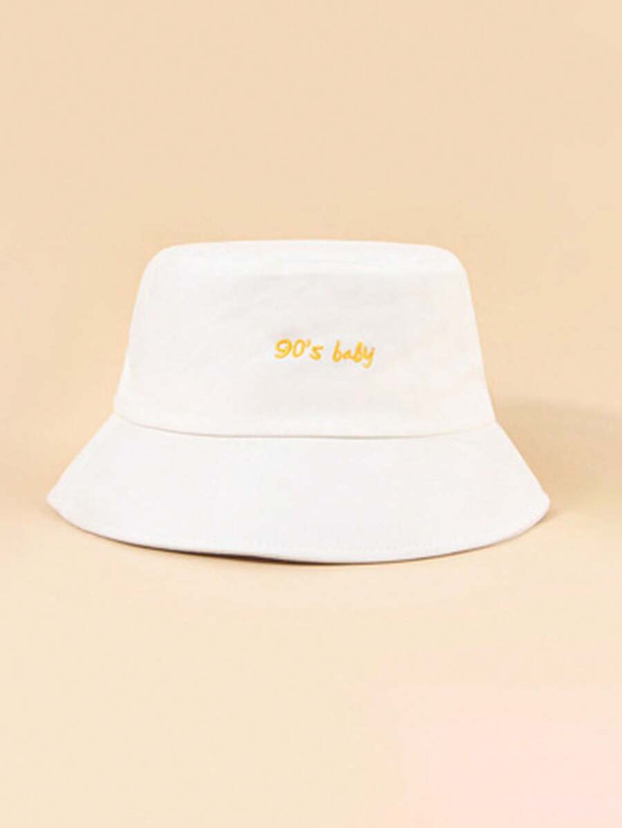 1入組女士春/夏戶外休閒遮陽帽，旅行度假防紫外線帽子沒有限制型桶帽Y2K男士桶帽情侶風格 - 白色 - 查看 1