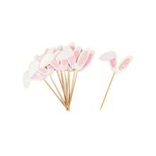 12 Piezas Toppers De Papel Para Cupcakes En Forma De Orejas De Conejo Para Fiesta De Pascua/cumpleaños/picnic - Rosa 12 Uds. - Ver 4