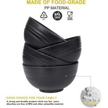 2/6入組中式拉麵碗,加厚大碗防掉落沙拉碗,商用黑色碗,適用於烏冬亞洲麵條義大利麵,輕量,耐用,耐高溫,易清洗 - 黑色 - 查看 1