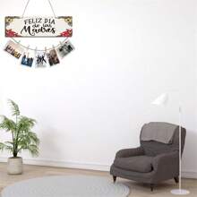 1套帶繩壁掛相片展示架,拼貼相框適用於鄉村裝飾,家庭、日間照顧、宿舍裝飾,聖誕、情人節和新年裝飾 - 彩色 - 查看 3