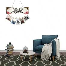 1套帶繩壁掛相片展示架,拼貼相框適用於鄉村裝飾,家庭、日間照顧、宿舍裝飾,聖誕、情人節和新年裝飾 - 彩色 - 查看 5