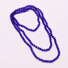 1pc Faced Crystal Glass Beads Hand Knotted 150cm Long Necklace For Fashion Ladies