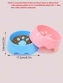 1pc Green Anti-Choking Pet Bowl For Cats & Dogs, Slow Feed Dog Bowl Design With Personalized Paw Prints - Green - View 2