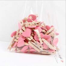 50入組可愛心型木製夾子,適用於婚禮、備忘錄、小吃、攝影、照片、牆面裝飾、花店、卡片座位 - 粉色 - 查看 6