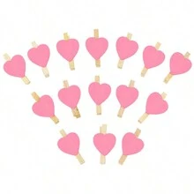 50入組可愛心型木製夾子,適用於婚禮、備忘錄、小吃、攝影、照片、牆面裝飾、花店、卡片座位 - 粉色 - 查看 7