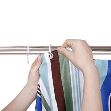 浴帘环塑料挂钩C型浴帘挂环窗帘钩挂环扣床帘环挂衣钩12个装 - 白色 - 查看 1