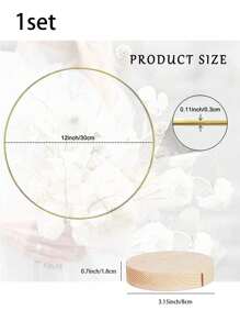 1 Pieza/3 Piezas Centro De Mesa Floral Con Aro Para Decoración De Mesa, Centro De Mesa Dorada Para Bodas Con Base Circular De Madera, Para Decoración De Bodas Diy, Artesanía De Pared Colgante - Dorado - Ver 3