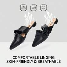 Trary Women'S Flats Mules, Pointed Toe Backless Loafers Women Shoes, Mules For Women Flats Comfortable, Cute Flats For Women, Slip On Womens Mules, Office Shoes For Women, Business Casual Shoes - 黑色 - 查看 4