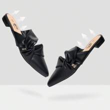Trary Women'S Flats Mules, Pointed Toe Backless Loafers Women Shoes, Mules For Women Flats Comfortable, Cute Flats For Women, Slip On Womens Mules, Office Shoes For Women, Business Casual Shoes - 黑色 - 查看 5