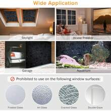 Blackout Window Film, Removable Privacy Window Stickers, Colored Glass Window Decals, Static Cling Window Shades, Black Tulip Design, Adhesive-Free (Multiple Sizes Available) - Black - View 7