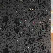 Blackout Window Film, Removable Privacy Window Stickers, Colored Glass Window Decals, Static Cling Window Shades, Black Tulip Design, Adhesive-Free (Multiple Sizes Available) - Black - View 2