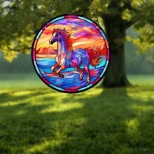 1pc Horse Pattern Garden Suncatcher Decor, Acrylic Sun Catcher Wall Window Yard Tree Ornament For Outdoor Indoor Home Decorations - Pattern 01 - View 5