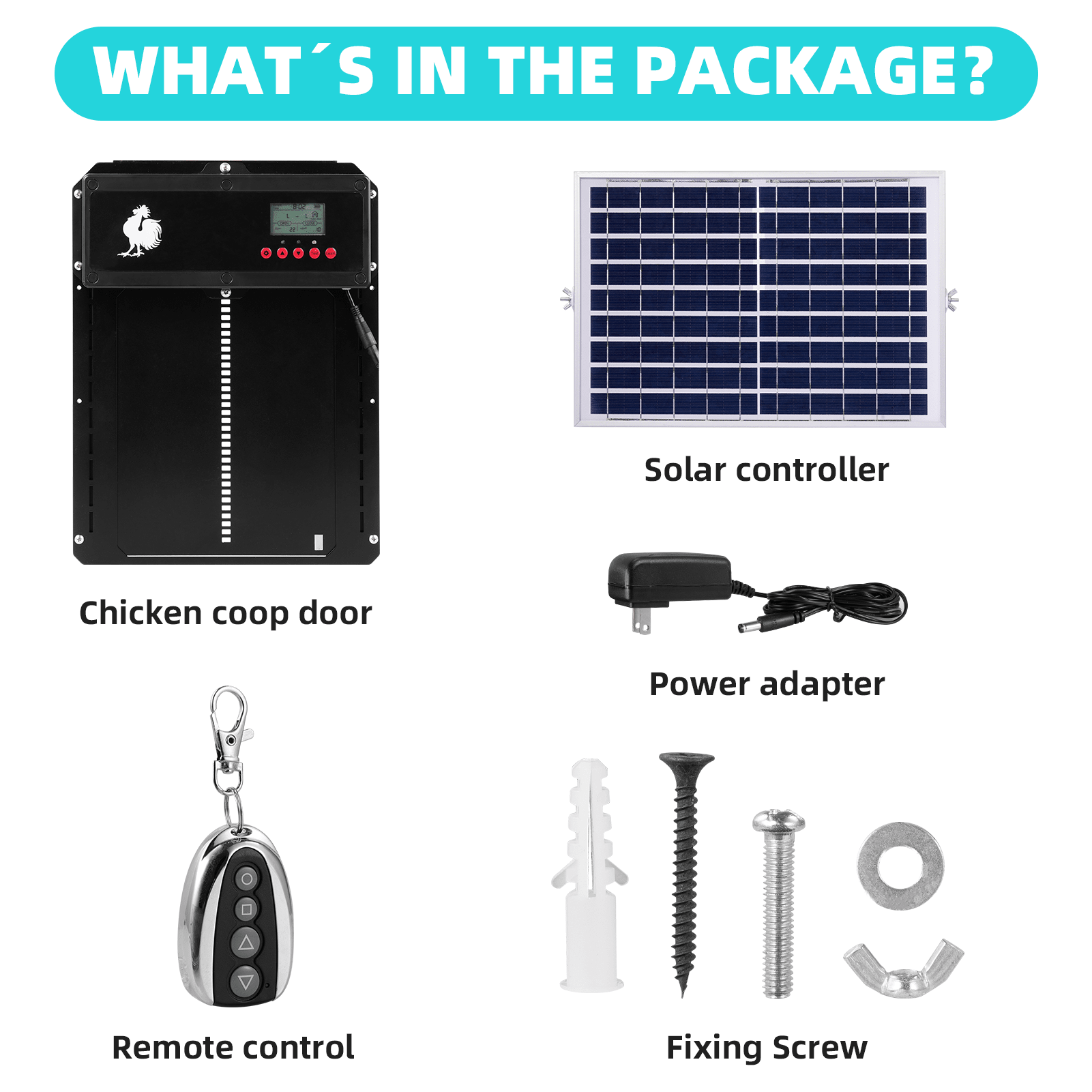 SolarPowered Coop Door, Automatic Coop Door With Light Sensor, Timer