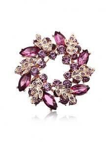 1pc Elegant Shiny Colorful Flower Wreath Women's Gift Brooch - Purple - View 3