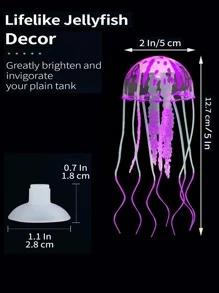 2 件裝發光矽膠假水母（藍色和紫色）水族箱魚缸景觀裝飾人造裝飾品 - 彩色 - 查看 2