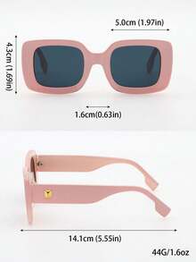 1 件方形铆钉装饰时尚眼镜，畅销经典时尚男女通用时尚眼镜，非常适合装扮和旅行，日常生活时尚眼镜 - 粉色 - 查看 5