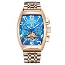 CASENO Barrel-Shaped Tourbillon A577 Steel Strap Automatic Mechanical Watch - Rose Gold - View 4