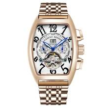 CASENO Barrel-Shaped Tourbillon A577 Steel Strap Automatic Mechanical Watch - Rose Gold - View 1