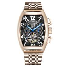 CASENO Barrel-Shaped Tourbillon A577 Steel Strap Automatic Mechanical Watch - Rose Gold - View 2