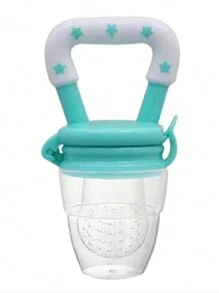 矽膠網袋柔軟彈性嬰兒進食工具水果蔬菜餵食器；水果補充器,適用於嬰兒,防止噎住 - 藍白色 - 查看 4