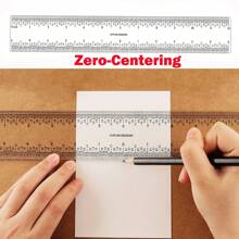 CYFUN DESIGN 1 Pc 12 Pulgadas Regla De Acrílico Claro Con Centro Cero - transparente - Ver 1