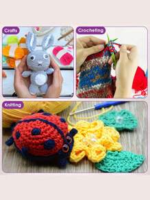 12入組多色毛線球套裝,diy編織工具（12種隨機混搭顏色,每個球線長12米,每股線4條）,適用於鉤針拖鞋,毛衣,手套,圍巾,帽子,襪子,桌布,手帕,飾品,diy包,卡通動物和植物編織 - 彩色 - 查看 8