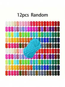 12入組多色毛線球套裝,diy編織工具（12種隨機混搭顏色,每個球線長12米,每股線4條）,適用於鉤針拖鞋,毛衣,手套,圍巾,帽子,襪子,桌布,手帕,飾品,diy包,卡通動物和植物編織 - 彩色 - 查看 10