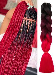 Pack Of 1 Large Braiding Hair 24Inch Suitable For Women Daily Holidays And Cosplay Braided Wear Black Wine Red Multicolour Fashion Synthetic Hair Crochet Hair Extensions Useful And Deft High Temperature Hair Woven Hair Extensions For Halloween And Christmas New Year Carnival Music Festival