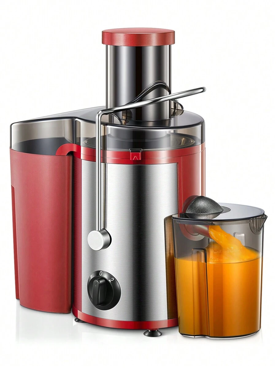 QCen Juicer Machine, 500W Centrifugal Juicer Extractor With Wide Mouth 3" Feed Chute For Fruit Vegetable, Easy To Clean, Stainless Steel,Red - Đỏ - Xem 1