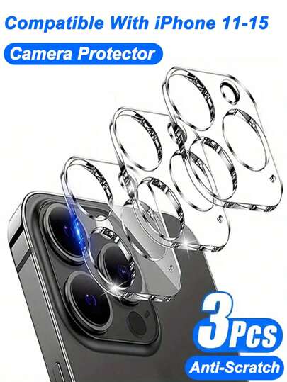 3 Pcs Full Cover HD Transparent Camera Protector Lens Protection Compatible With IPhone Gift For Birthday, Family, Friends Lens Protector, Phone Accessories