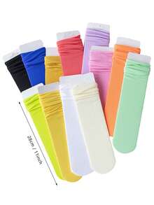 2對/包童裝絨面中筒海綿公主襪,配有彩色水晶 - 杏色 - 查看 7