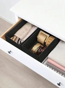 1/3PCS Black Fabric Underwear Compartment Storage Box, Separated Socks, Bra, Underwear Sorting Box, Household Drawer Style Compartment Storage Tool, Multiple Compartments For Stationery, Glasses, Masks, Belts - Black - View 6