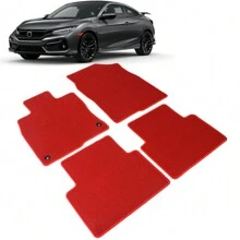 4PCS Floor Mats Fit For 16-21 Hondas' Civic All Models (Sedan, Coupe,Hatchback,Type R) Nylon Auto Front Driver Passenger Side All Season Car Mats Carpets Replacement Interior Accessories, A Versatile Valentine Gift - Red - View 1