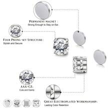 4 Pairs Stainless Steel Magnetic Stud Earrings, Fashion Cubic Zirconia Magnetic Non-Piercing Ear Clip For Men