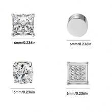 4 Pairs Stainless Steel Magnetic Stud Earrings, Fashion Cubic Zirconia Magnetic Non-Piercing Ear Clip For Men