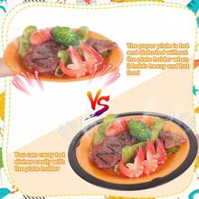 5入組可重複使用的塑料紙盤架10英寸,帶有卡榫凹槽的圓形塑料紙盤架套裝,可放入洗碗機清洗,提供重型野餐用具（黑色） - 黑色 - 查看 6