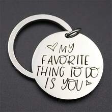 1pc Stainless Steel Couples' Keychain Valentine'S Day Gift - Silver - View 1