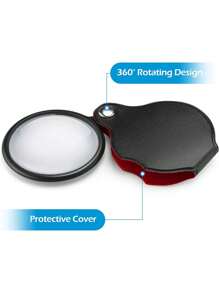 口袋放大鏡可摺疊pu皮放大鏡,手持高級閱讀放大鏡,珠寶光學鏡片放大鏡 - 黑色 - 查看 8