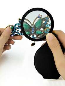 口袋放大鏡可摺疊pu皮放大鏡,手持高級閱讀放大鏡,珠寶光學鏡片放大鏡 - 黑色 - 查看 4