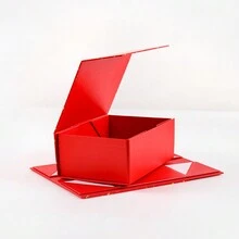 1個/袋25cm*17.5cm*10cm情人節金箔點一體摺疊盒精品翻轉禮盒磁吸可摺疊珠寶禮盒 - 紅色 - 查看 4