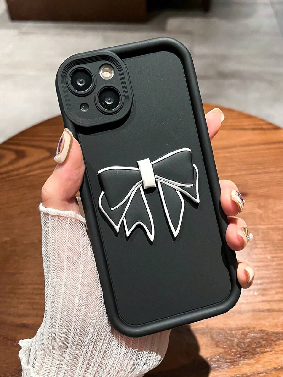 Diy Cartoon Bowknot Design Phone Case Compatible With Apple - Black - View 1