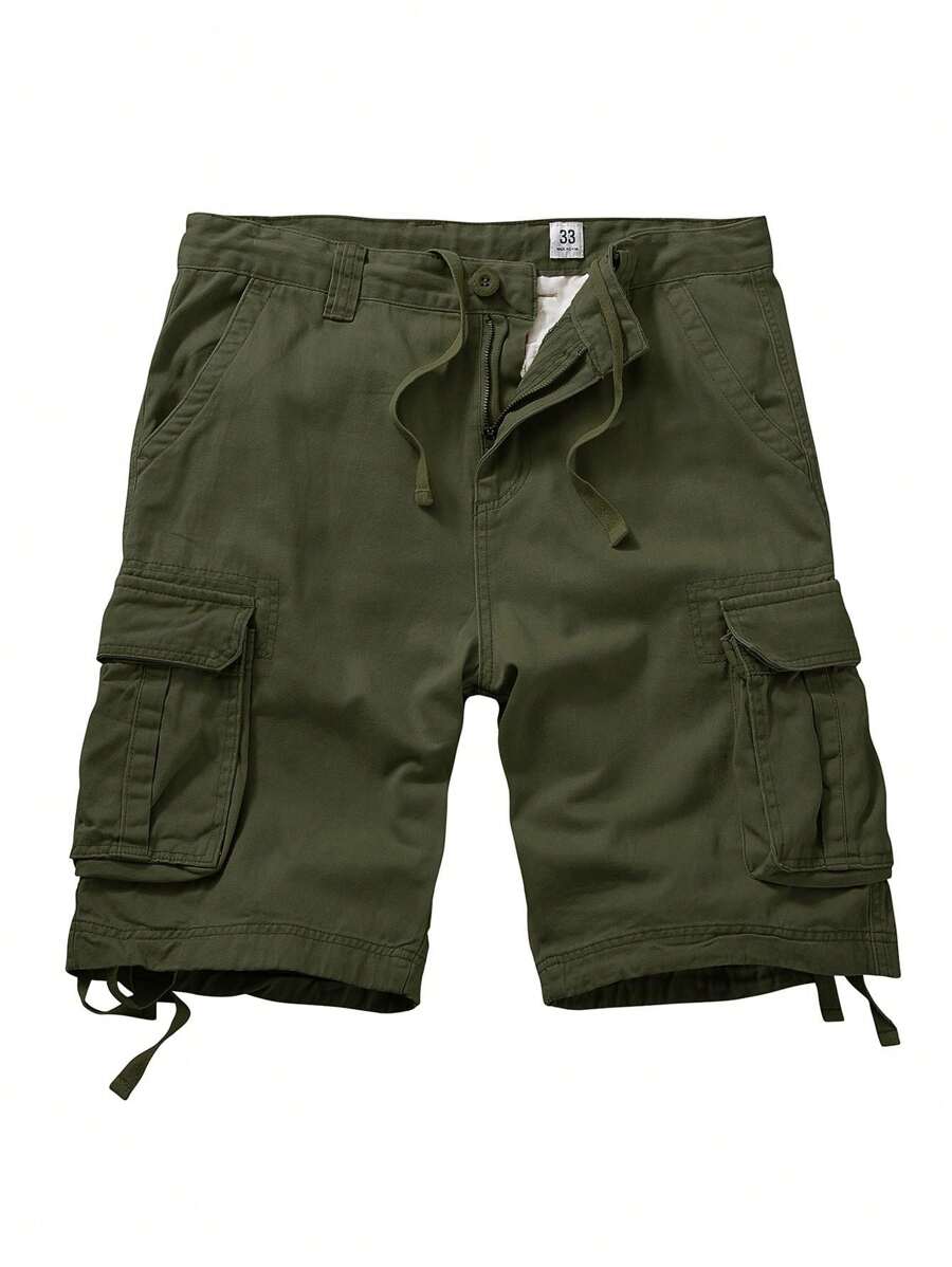 Men'S Camo Multi-Pocket Relaxed Fit Casual Shorts,Outdoor Camouflage Twill Cargo Shorts 11" Inseam(No Belt) - 軍綠色 - 查看 1