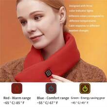 1pc USB Electric Heating Neck Smart Charging Heating Scarf Winter Electric Heating Scarf Heating Shoulder Protection Neck Warmer - Navy Blue - View 5