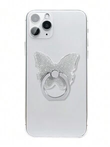 Creative Cartoon Design Glitter Butterfly Phone Ring Holder Stand - Silver - View 3
