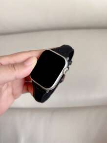 Black Slim Leather Watch Band, Compatible With Apple Watch Bands 42mm 38mm 40mm 41mm 44mm 45mm 46mm 49mm, Fashionable Smart Watch Replacement Strap, Suitable For Series Ultra2 Ultra SE2 SE 11 10 9 8 7 6 5 4 3 2 1, Unisex, Ideal Gift For Students Back To School - Black - View 5