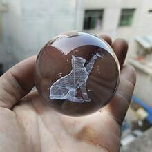 1pc Transparent Crystal Ball With 3d Laser Engraving Of Cute Cat, Love, Chinese Dragon, Rose, Lotus, Tree, Snowman, Giraffe, Polar Bear Creative Home Decor & Birthday Gift For Mom, Friends - Clear - View 21