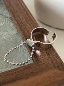 Bow Decor Cuff Ring - Antique Silver - View 15
