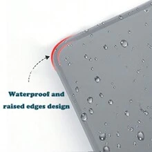 1入組寵物食品墊,矽膠防水貓飼料墊,提高邊緣,不漏不滑動的寵物碗墊,適用於貓和狗,灰色