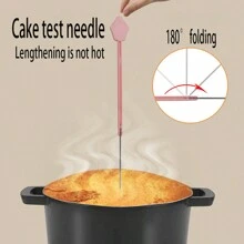 1入組蛋糕測試針,帶折疊儲存和延長探頭,烘培烤箱工具 - 粉色 - 查看 1
