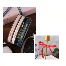 2.5/1cm Woven Ribbon Floral Packaging Silk Ribbon Embellishment Gold Stamping Threaded Satin Ribbon Letter Print Bouquet Cake Gift Bow Clothing Edge Gift Box Wrapping Ribbon Holiday Gift Packaging Spring Festival Valentine'S Day Valentines - Burgundy - View 7
